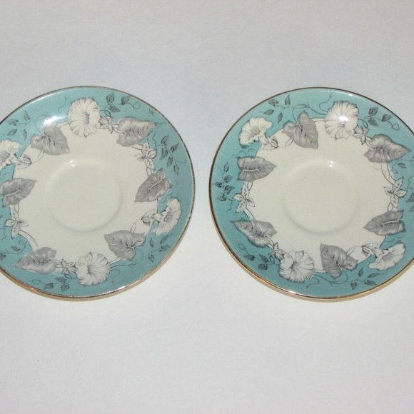 2 Vintage Saucers MYOTT MORNING GLORY Mid-Century for Teacups - Picture 4 of 4
